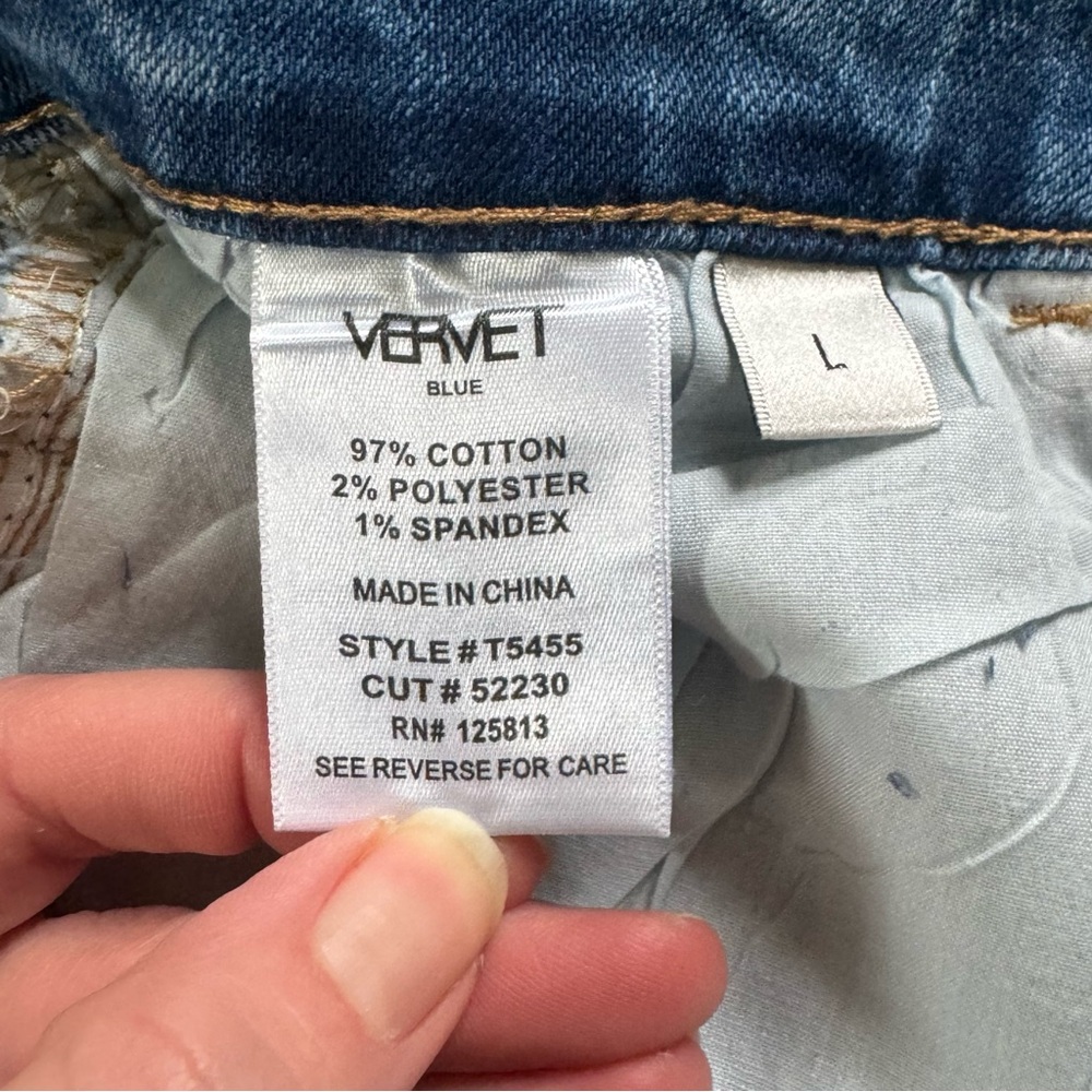 VERVET BY FLYING MONKEY Rebecca Blue Jean Shorts Distressed Frayed Hem High Rise - Picture 8 of 16